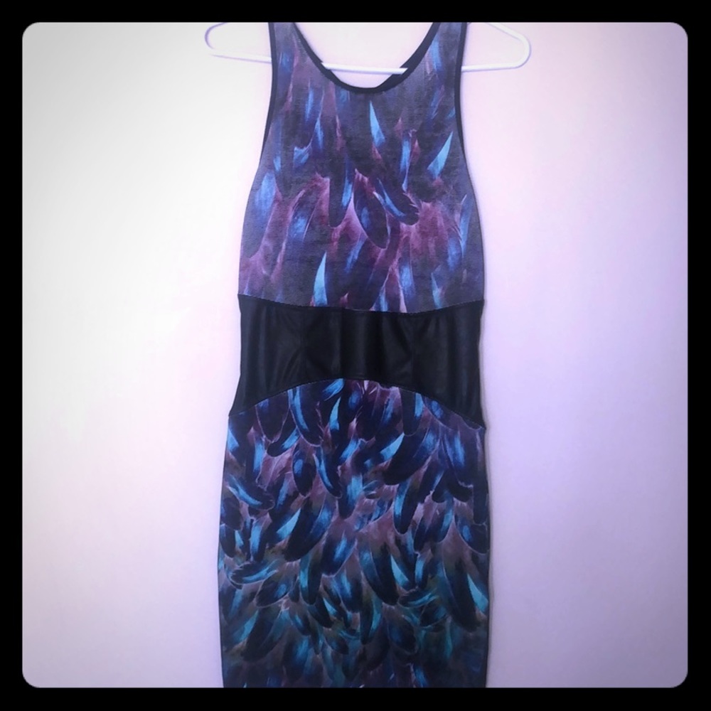Halter scuba peacock dress